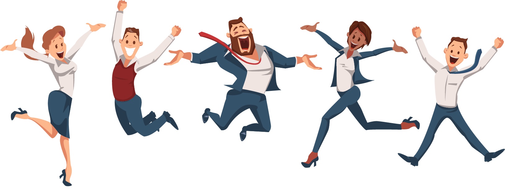 An image of people jumping for joy expressing happiness.